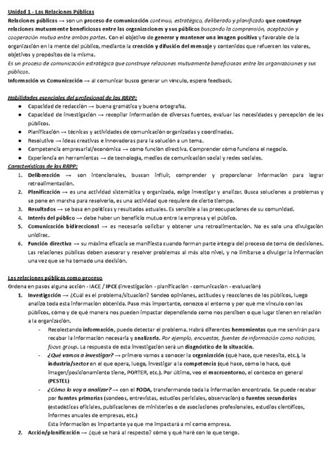 Apuntes intro a las RRPP Unidad 1 Las Relaciones Públicas