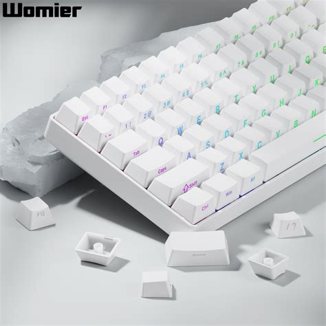 WOMIER 136 Keys White Shine Through Side Printed Keycaps Minimalist