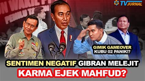 MODYAR GIBRAN KALAH TELAK LAWAN MAHFUD MD SENTIMEN NEGATIF BIKIN KUBU