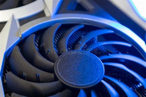 Cooler Fan, Gpu Graphics Card Close in Blue Light Stock Photo - Image ...