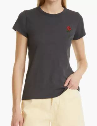 Rag Bone Embroidered Rose T Shirt