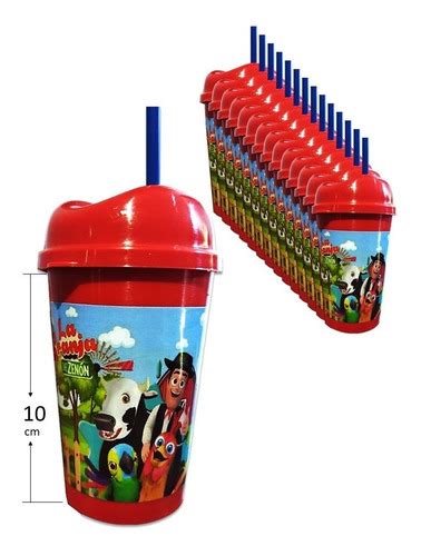 Vaso Pitillo Infantil La Granja Zenón X12 Unidades Cuotas sin interés