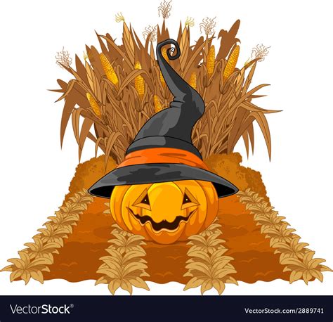 Pumpkin on corn maze Royalty Free Vector Image