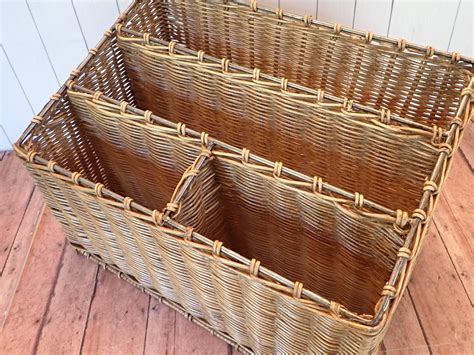 Vintage Wicker And Metal Desk Storage Organizer Set Of 2 Office