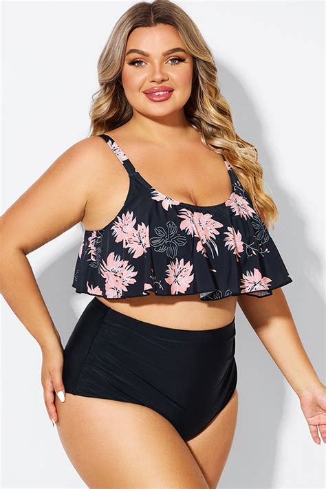 Haut de bikini sexy à encolure dégagée et imprimé floral Meet Curve Meet Curve