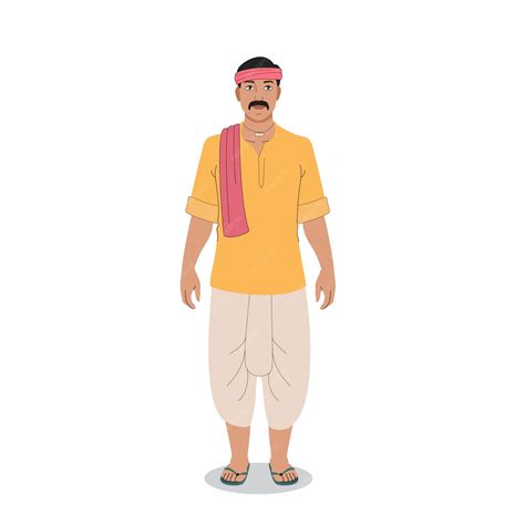 Premium Vector Indian Farmer Standingindian Farmer Front Facing