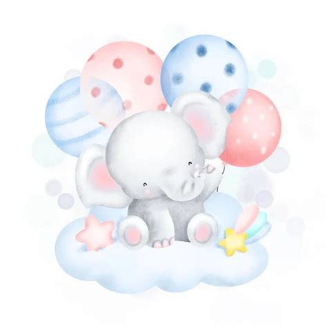 Watercolor Illustration Cute Baby Bear Balloons Stock Vector By Ernes