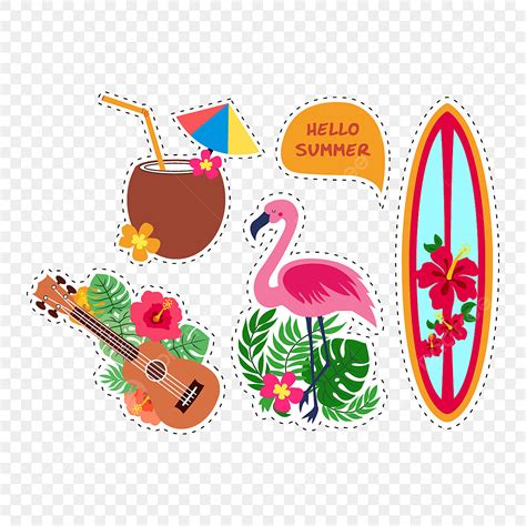 Summer Element Collection Vector Png Images Summer Stickers Collection