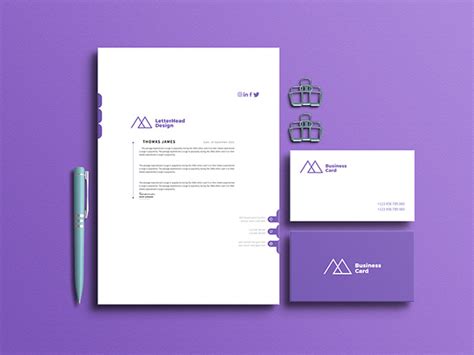 Business Card and Letterhead free template download on Behance