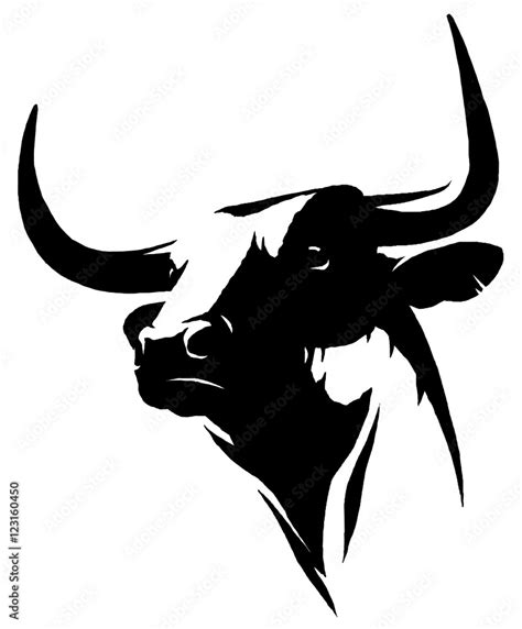 black and white linear paint draw bull illustration Stock Illustration ...