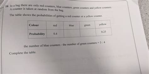 Solved In A Bag There Are Only Red Counters Blue Counte Algebra