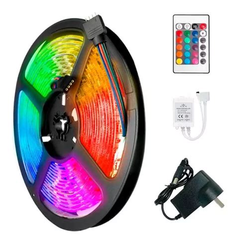 Tira Luces Led Rgb Kit Completo Control Fuente Exterior