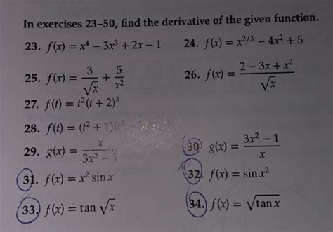 Solved In Exercises 23 50 Find The Derivative Of The Given