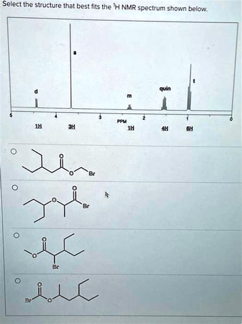 Solved Select The Structure That Best Fits The H Nmr Spectrum Shown