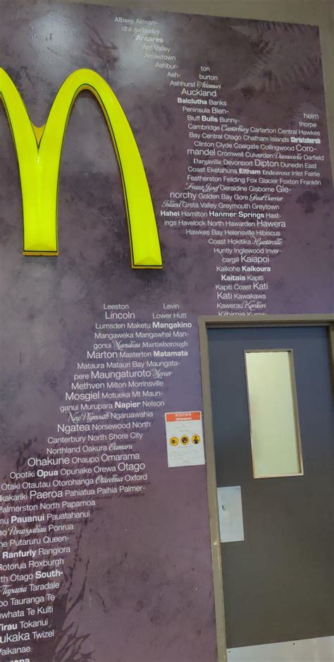 Mcdonald's arranged their map of New Zealand towns Alphabetically not ...