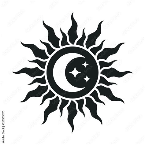 Sun And Moon With Stars Logo Stock Vector Adobe Stock