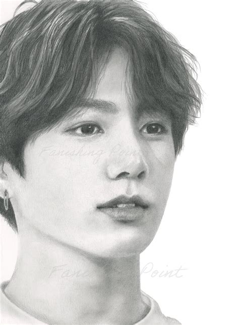 Pencil Sketch Of Jungkook Bts Bangtan Drawing Fanart Etsy