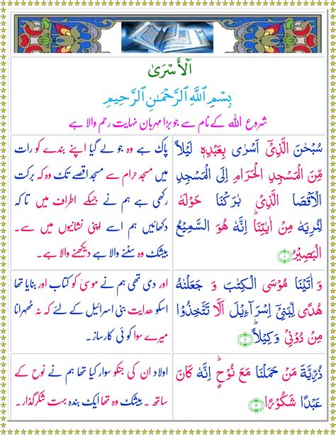 Surah Bani Israil Urdu Quran O Sunnat