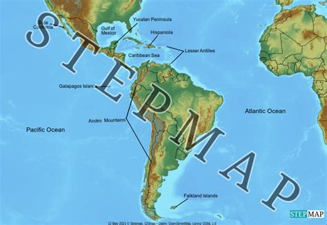 Stepmap Landforms And Bodies Of Water Landkarte Für South America