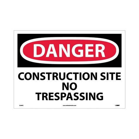 Nmc 14x20 Construction Site No Trespassing Vinyl Danger Sign