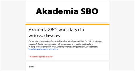 Akademia Sbo Warsztaty Dla Wnioskodawc W