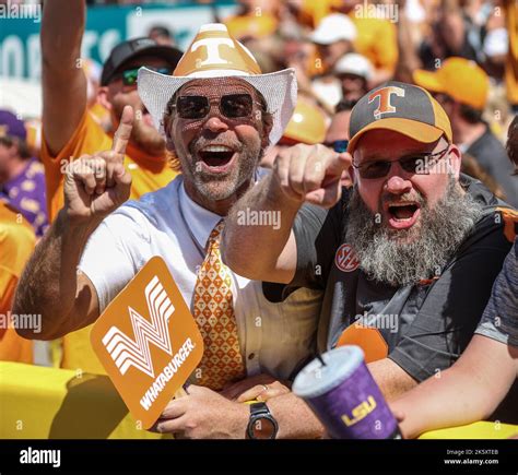 Baton Rouge, LA, USA. 8th Oct, 2022. Tennessee fans celebrate the Vols' large lead during the ...