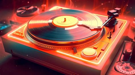 Ilustração digital de um toca discos retrô dos anos 70 disco de