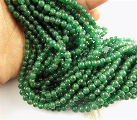 5 Strands Green Aventurine Smooth Balls Gemstone Rondelle Etsy