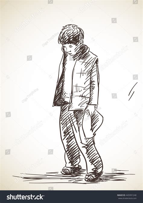 Sketch Sad Boy Hand Drawn Illustration Stock Vector (Royalty Free) 445991248 | Shutterstock