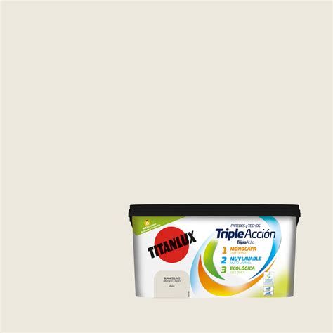 Pintura interior Triple Acción TITANLUX mate 4L blanco lino Leroy Merlin