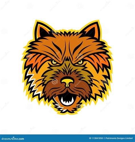 Norwich Terrier Dog Biting Human Leg Illustration Sketch Isolated On