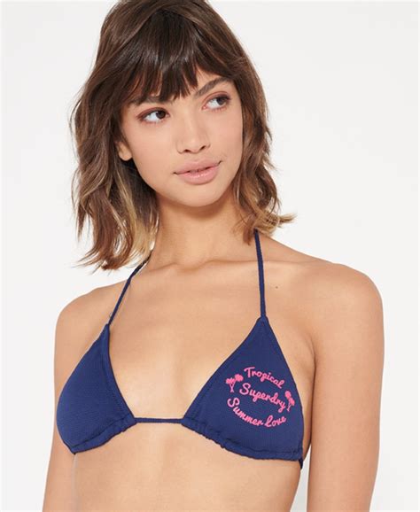 Womens Superdry Summer Tri Bikini Top In Navy Superdry Uk