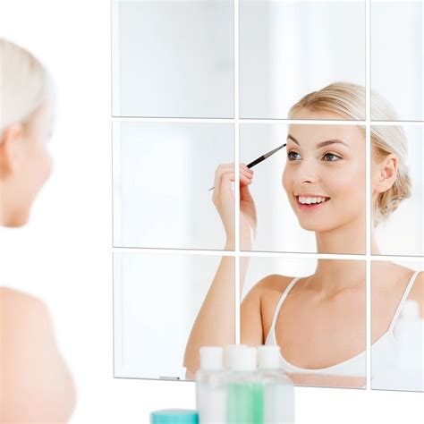 Наклейка на стену с квадратным зеркалом, мягкое зеркало, квадратная ...