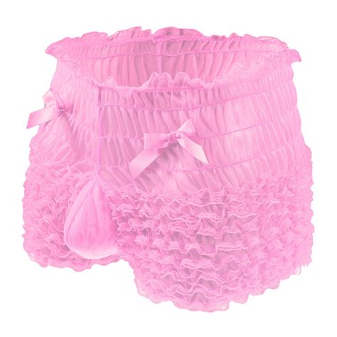 Ylsdl Mens Pink Ruffle Underwear Frilly Knickers With Ruffled Pouch