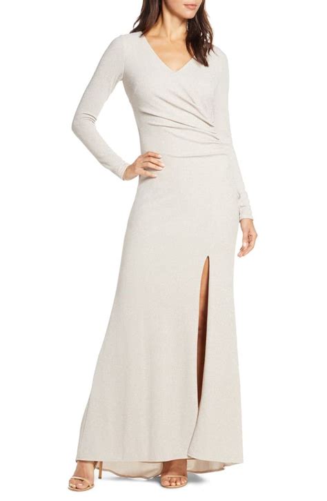 Vince Camuto Long Sleeve Ruched Gown Nordstrom Shimmer Dress Long