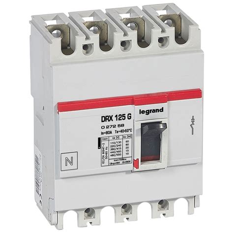 MCCB DRX 125 Thermal Magnetic Icu 20 KA 415 V 4P In 80 A