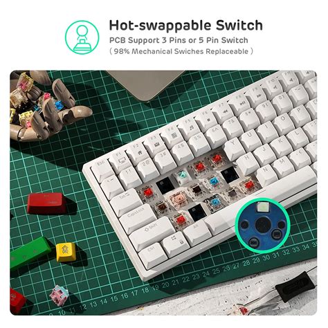 Teclado Mec Nico Royal Kludge Rk Tri Mode Red Switch Hot Swap Puertos Usb