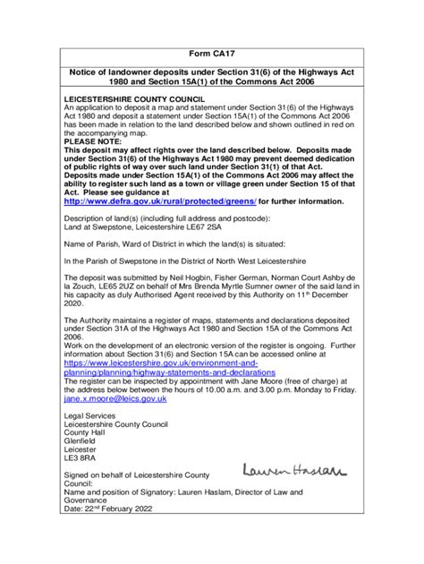 Fillable Online Notice Of Landowner Deposits Form Ca West Fax