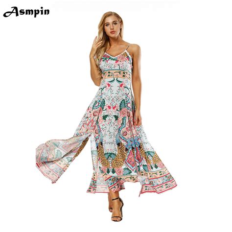 2018 Fashion Hawaii Dress Vestido Classic Print Maxi Summer Dress Beach