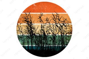 Tall Grasses Silhouette Retro Sunset Graphic By Topstar Creative Fabrica