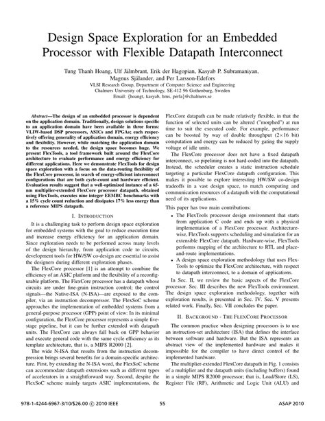 (PDF) Design space exploration for an embedded processor with flexible ...