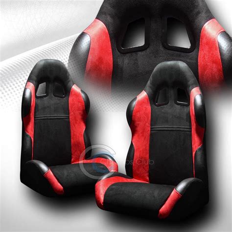 Sell UNIVERSAL JDM-SP BLK/RED SUEDE CAR RACING BUCKET SEATS W/SLIDERS ...