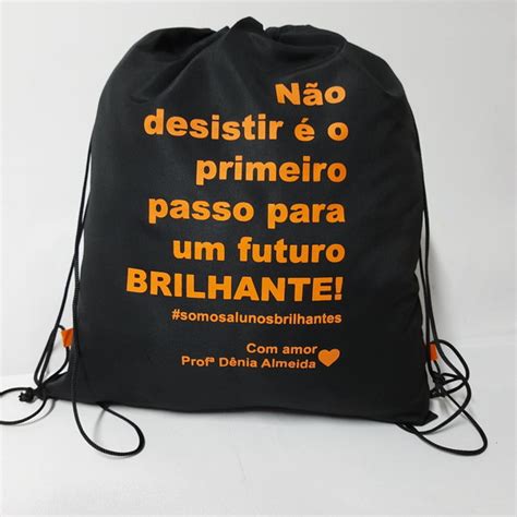 Sacola Tipo Saco Mochilinha Personalizada Ecobag Logo Elo7