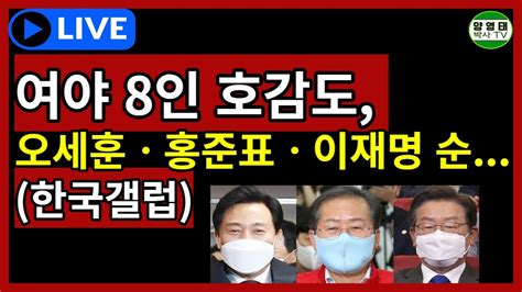 여야 8인 호감도 오세훈ㆍ홍준표ㆍ이재명 순한국갤럽20220916 Youtube