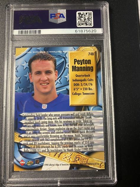 1998 Collector S Edge Supreme Season Preview Peyton Manning Rc 74B PSA