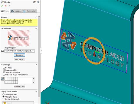 Solidworks Making A Decal Transparent Computer Aided Technology