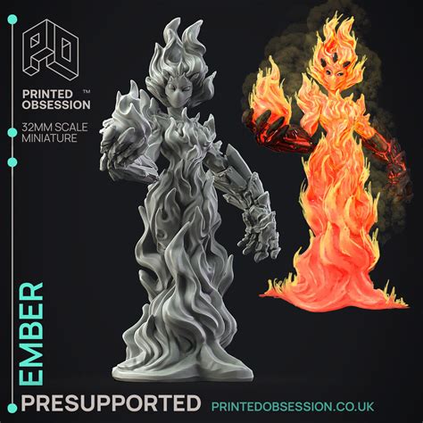 3D file Ember - Fire Elemental - Dungeon Cleaning Inc - PRESUPPORTED - Illustrated and Stats ...