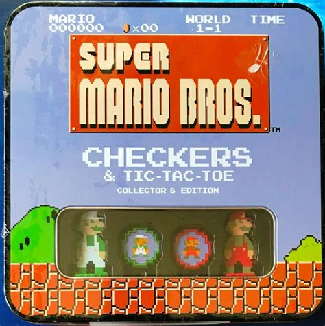 Super Mario Bros Checkers Tic Tac Toe Collectors Edition Tin Usaopoly