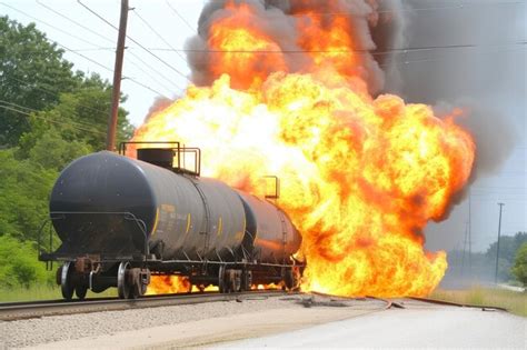 Premium Photo Burning Fury Train Accident And Toxic Substance Inferno