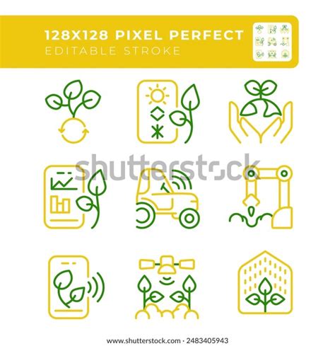 Future Farming Two Color Line Icons Stock Vector Royalty Free